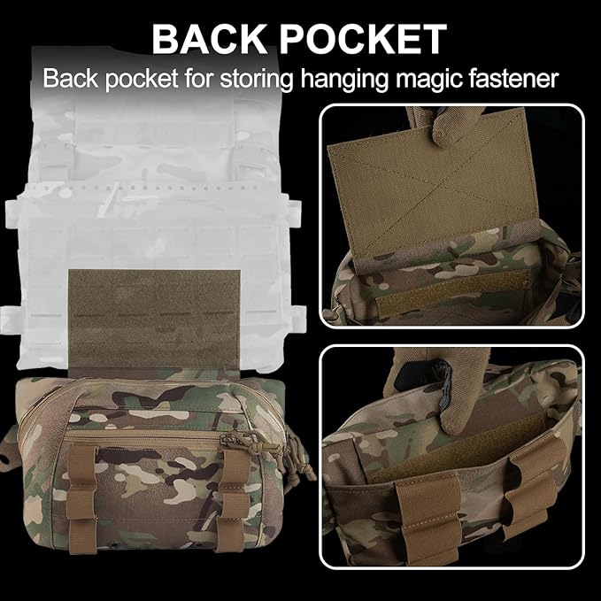 Zhongren Tactical Drop Waist Pouch Adjustable Waist Belt Bag Molle Tool Pouch with Hook and Loop for Tactical Vest Chest Rig (Camo)