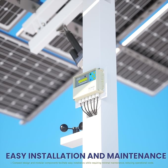 Dual Axis Solar Tracker Controller Automatic Sun Tracking Controller Solar Panel Solar Tracking System Control Kit with Sunlight Sensor Wind Speed Sensor 2 Limit Sensor Remote Control