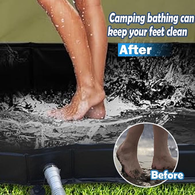 Upgraded Portable Shower Pan 41 x 41 x 5 Foldable RV Shower Pan with Drain Hose &amp Pouch Outdoor Shower Floor Camping Shower Base to Keep Feet Clean for Outdoor Indoor Camping Beach