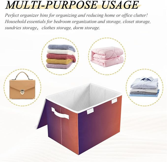 Purple Brown Gradient Storage Container with Lid Collapsible Bedroom Storage Clothes Storage Containers for Home