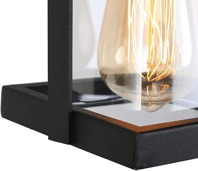 classy leaves Black Outdoor Pendant Lights Exterior Pendant Light with Clear Glass Porch Hanging Lantern Light Fixtures in Brushed Black Finish