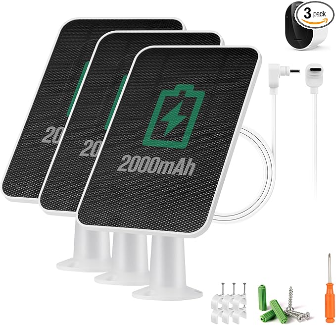 Solar Panel Charger Compatible with Arlo Pro 6/6 XL Built-in Battery Solar Panel for Arlo Pro Security Camera 2K HDR (6th Gen 2025 Release) IP65 Weatherproof USB-C Plug 9.8ft Charge Cable 3 Pack