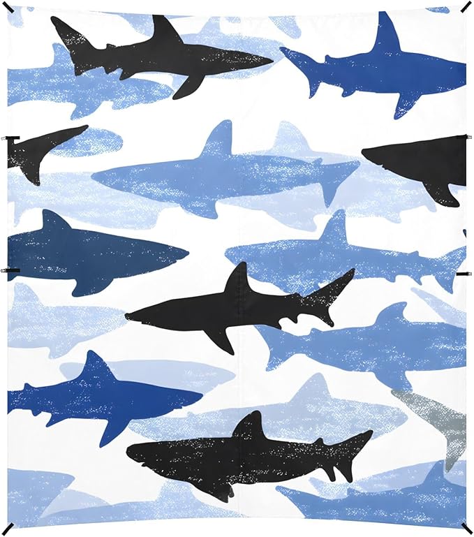 ALAZA Shark Pattern Beach Tent Sun Shelter Portable Canopy Sunshade for Outdoor Camping Picnics Backyard Fun 10x9 ft