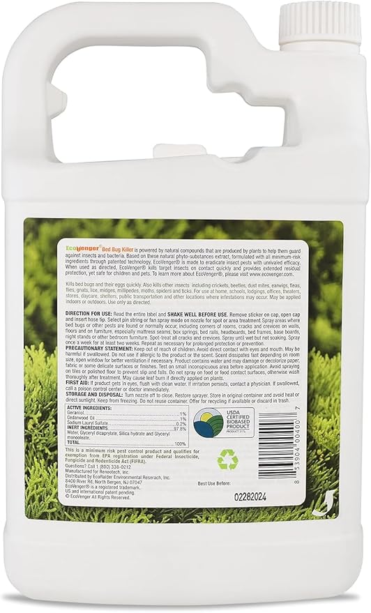 EcoVenger Bed Bug Killer Bundle – 2×1 Gallon + 1 Remote Sprayer 100% Kill on Contact Kills Eggs &amp Resistant Strains 14-Day Residual Protection Non-Toxic Child &amp Pet Friendly