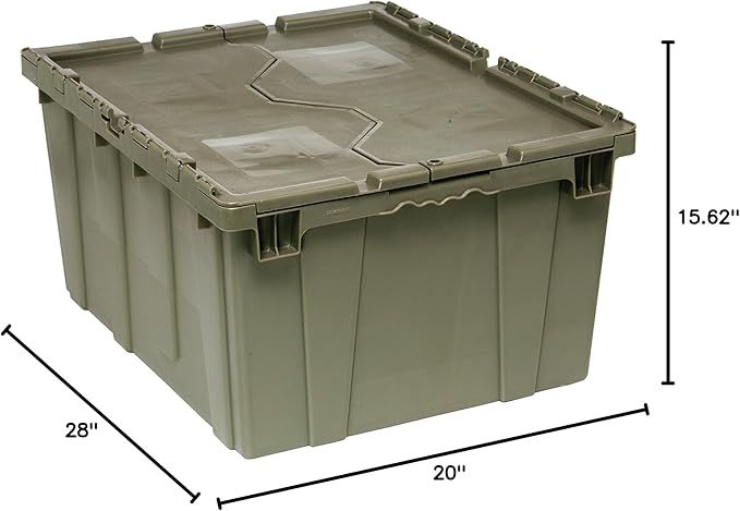Quantum QDC2820-15 Plastic Storage Container with Attached Flip-Top Lid 28-Inch by 20-Inch by 15-Inch Gray