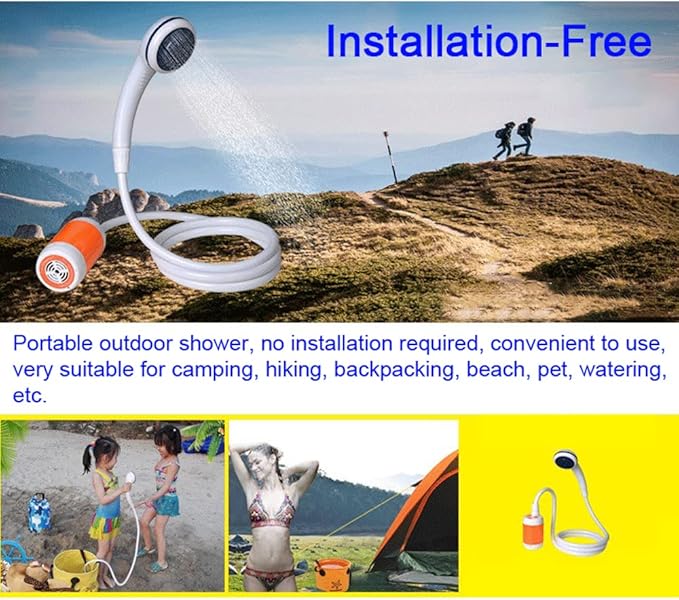 Ejoyous Portable Camping Shower Outdoor Electric Shower with Rechargeable Handheld Showhead Portable Shower for Hiking Pet Cleaning Watering and Beach Washing