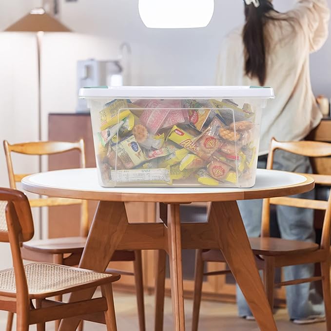 6 Packs 20 L Latching Plastic Storage Box Clear Stackable Storage Container Bins with Lids