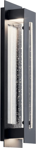Kichler River Path 23 LED Outdoor Wall Light in Textured Black 1-Light Contemporary Exterior Wall Sconce with Clear Seeded Glass 3000K (23 H x 5.5 W) 49946BKTLED