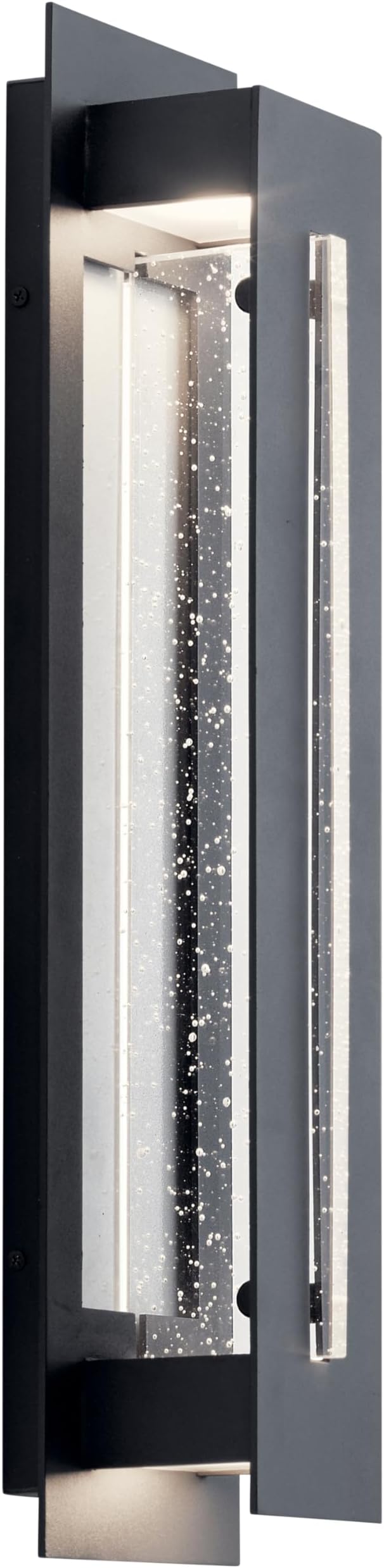 Kichler River Path 23 LED Outdoor Wall Light in Textured Black 1-Light Contemporary Exterior Wall Sconce with Clear Seeded Glass 3000K (23 H x 5.5 W) 49946BKTLED