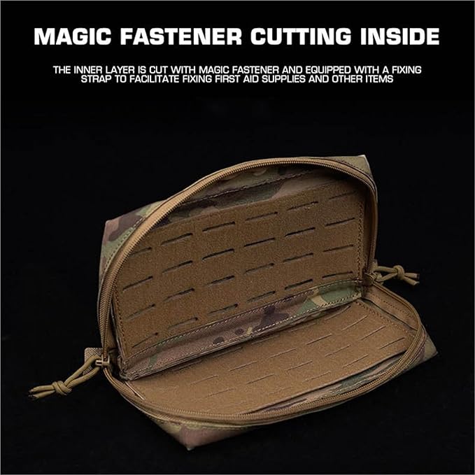MOLLE Tactical Utility Pouch with Zipper Laser Cut Panel Organizer Bag for Belt Backpack Outdoor GearEveryday Carry Storage Case