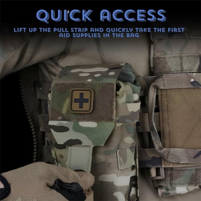 Small Vertical First Aid Kit Tactical Medical Pouch With MOLLE Nylon Emergency Bag For Team Activities Outdoor Games (10x20cm 0.11KG)