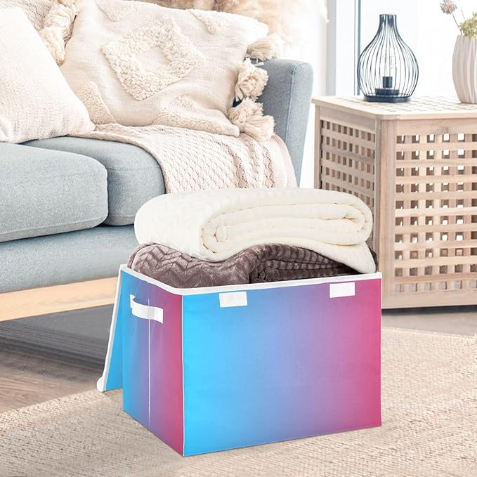 Blue Gradient Storage Boxes with Lids Stackable Bedroom Storage Bins for Organizing for Dorm Room Dormroom Storage
