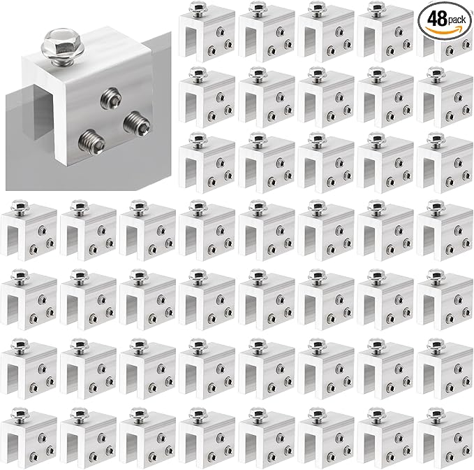 48PCS Standing Seam Roof Clamps Metal Roof Fixing Clamps Racking Bracket for Solar Panel Module Installation Starlink Base Heat Cable and Snow Guard Attachment