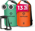 Earth Pak Waterproof Dry Bag - Roll Top Waterproof Backpack Sack (Seafoam Green 40L &amp Orange 40L)