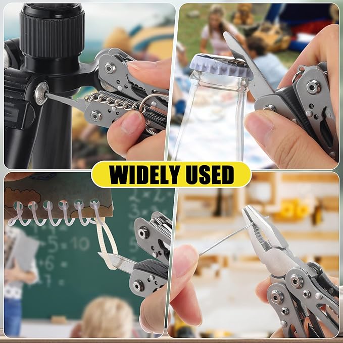 Copkim 24 Pieces Multitool Bulk Fathers Gifts 12 Pcs 6 in 1 Multi Tool Pen 12 Pcs Outdoor Stainless Steel Multitool Pliers Pocket Knife Bottle Opener Screwdriver for Survival Camping(Grey)