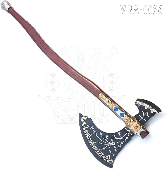 SHINY CRAFTS® Handmade Viking Axe Hatchet Norse Axe- 40 Long Two-Handed Berserker Hatchet Forged Axe - Bearded Axe - with Sheath (VBA-26)