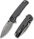 Damascus Folding Pocket Knife 2.99 Blade Micarta Handle Sharp Cool Small EDC Pocket Knives with Clip for Men Women Camping Hiking Survival Outdoor Mini 3080MB (Black)