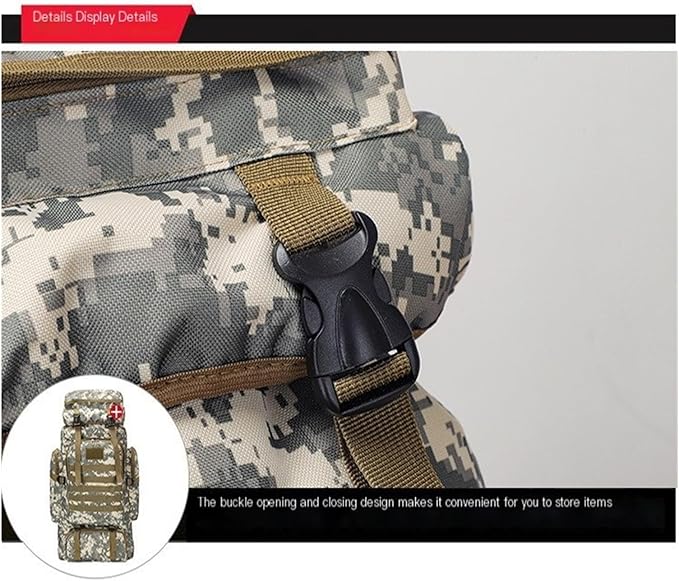 80L Tactical Backpack Camouflage Large Capacity Water-resistant Hiking Bag Outdoor Sports(Brown green)