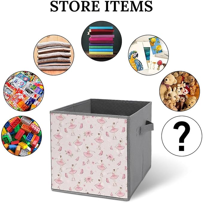 Collapsible Storage Bins with Handles Dance Girl Women Ballet Large Capacity Foldable Cube Box for Blankets Comforters Pillows Perfect for Linen Closet Storage