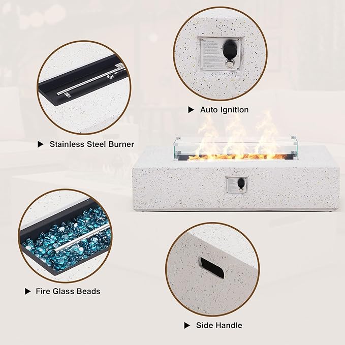 3-Piece Outdoor Propane Fire Pit Table Set