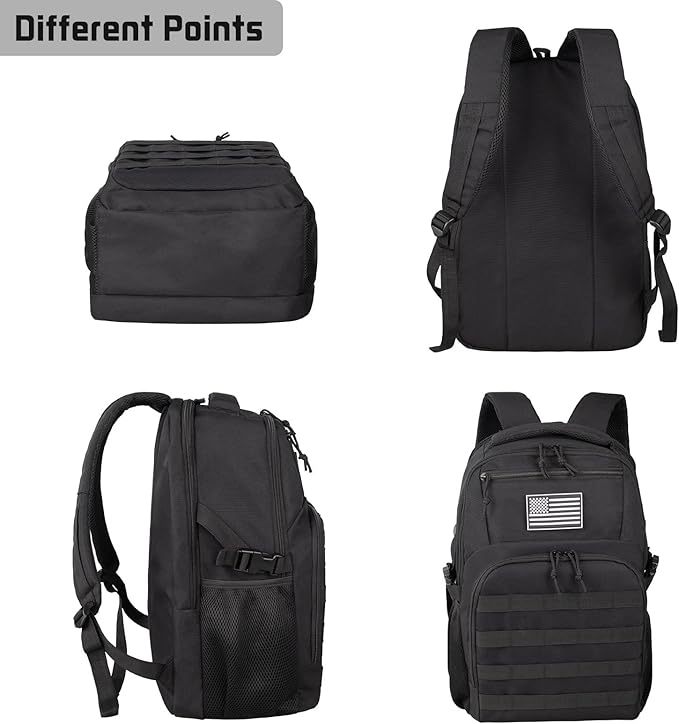 30L Military Tactical Backpack Small Army Molle Assault Bag 3 Day Daypack for Men Hiking Camping Work Balck Tactical Backpack with Water Pouches