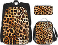 3pcs Backpack Sets Leopard Animal Print Printed Backpacks Set With Lunch Bag Pencil Pouch