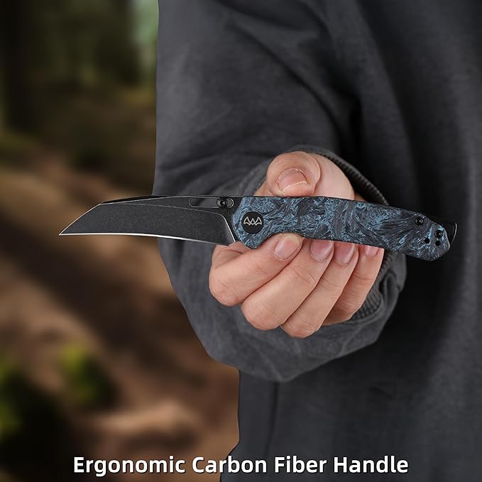 Folding Pocket Knife 3.1 Stonewash Blade EDC Knife with Safety Liner Lock Small Pocket Knife with Clip for Men Sharp Camping Hiking Hunting Survival Knives