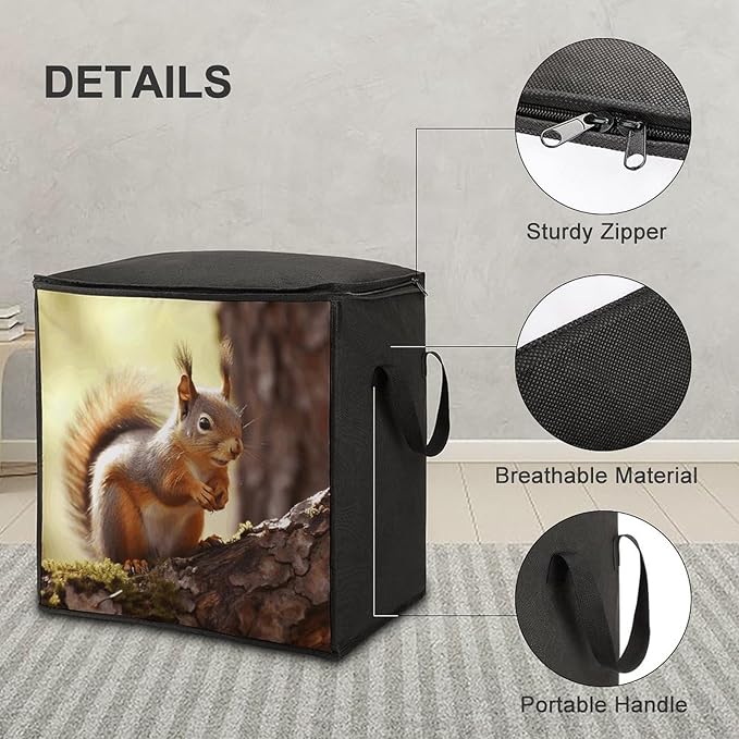 Comforter Storage Bag Clothes Storage Bins with Lids Foldable Funny Squirrel1 Print Storage Containers for Clothing Blanket Bedding Comforter