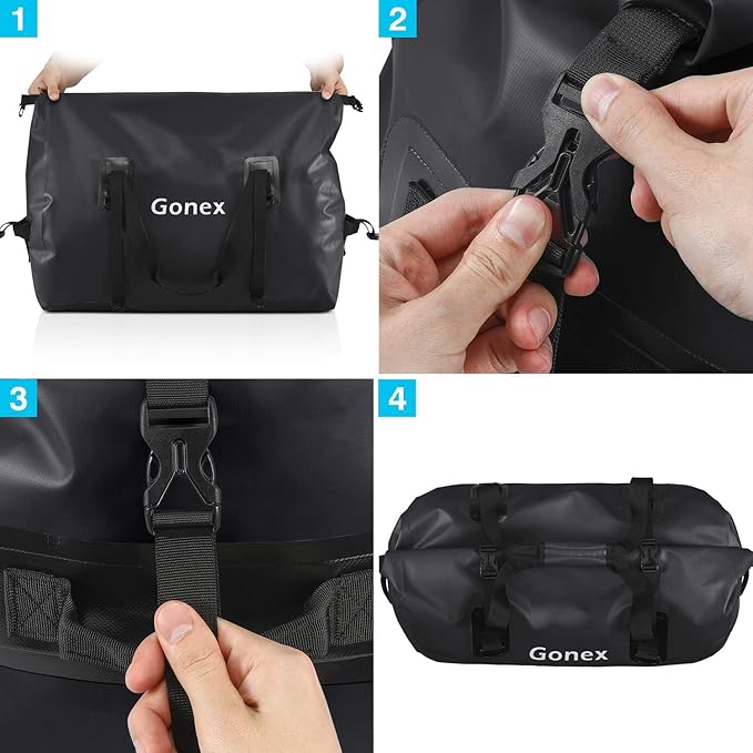 Gonex 40L 60L 80L Extra Large Waterproof Duffle Travel Dry Duffel Bag Heavy Duty Bag with Durable Straps &amp Handles for Kayaking Paddleboarding Boating Rafting Fishing