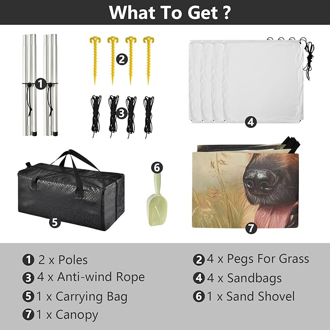 ALAZA German Shepherd Dog on Grass Beach Tent Sun Shelter Portable Canopy Sunshade for Outdoor Camping Picnics Backyard Fun 10x9 ft