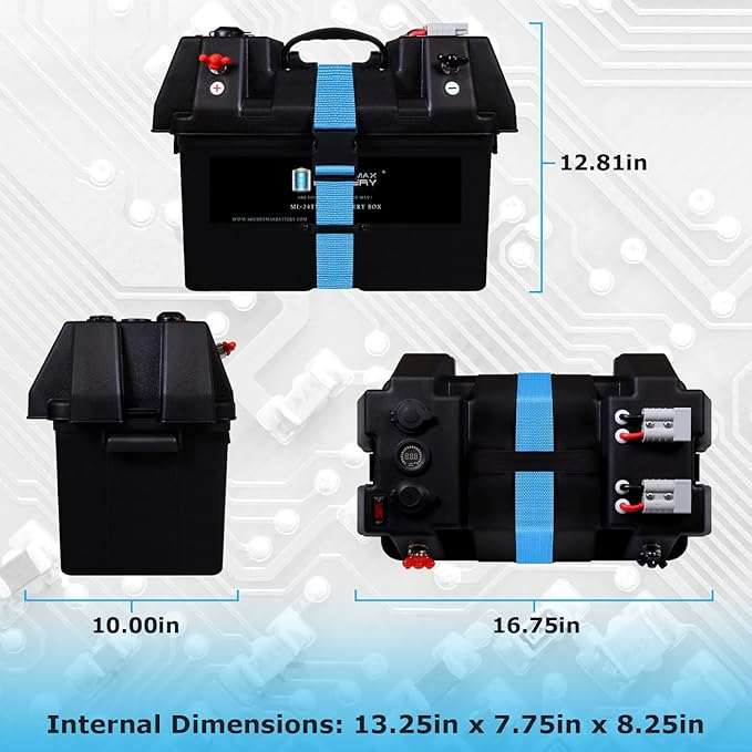 Mighty Max Battery Group 24 Smart Battery Box 12V Power Center for Solar Panels Wind Turbine