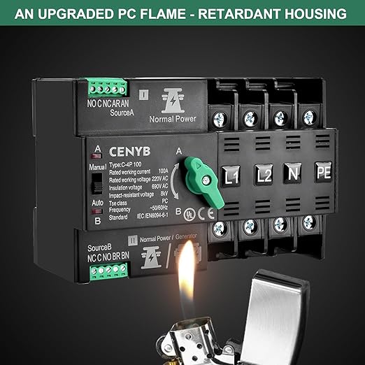 Automatic/Manual Transfer Switch for Home Generator 2P 63A AC110V Uninterrupted Power Supply DIN Rail Mount Toggle Changeover Module