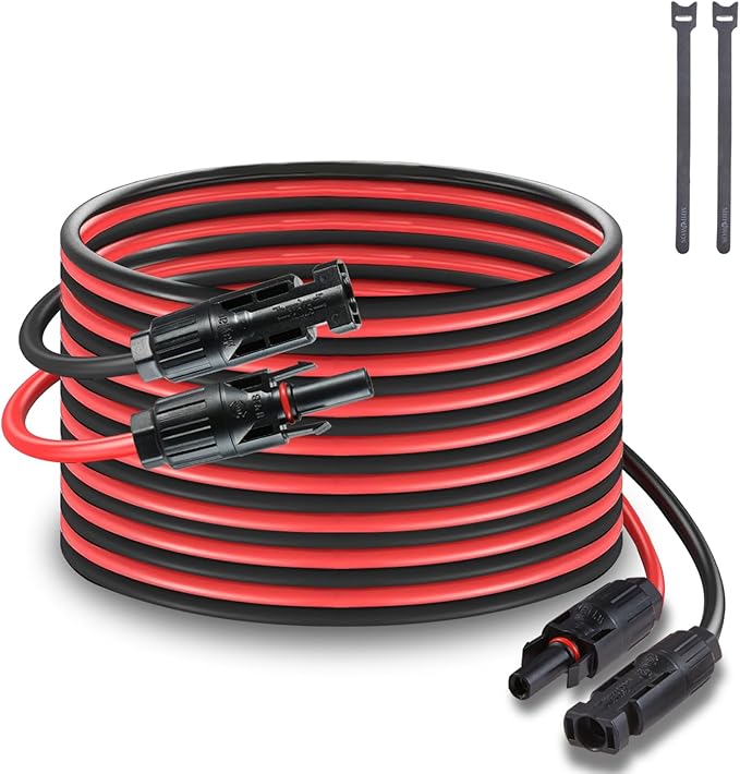 Solar Panel Extension Cable Solar Connector 20FT 14AWG Waterproof Solar Panel Female and Male Connectors for RV Photovoltaic Systems Powerstation
