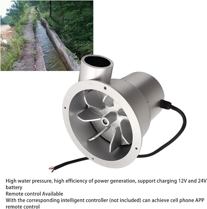 SJ18A Water Turbine Generator - Permanent Magnet Brushless Motor Remote Control Micro Hydroelectric Generator for Garden 12V/24V Battery Charging