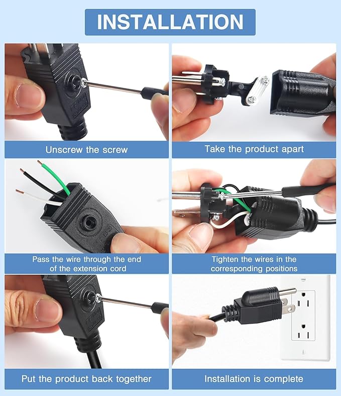 NEMA 5-15P Electrical Replacement Plugs End Extension Cord Ends 125V 15A 2Pole 3Wire Male&ampFemale PlugGround Neutral Generator Plugs 3 Prong Power Replacement Plug5 Set
