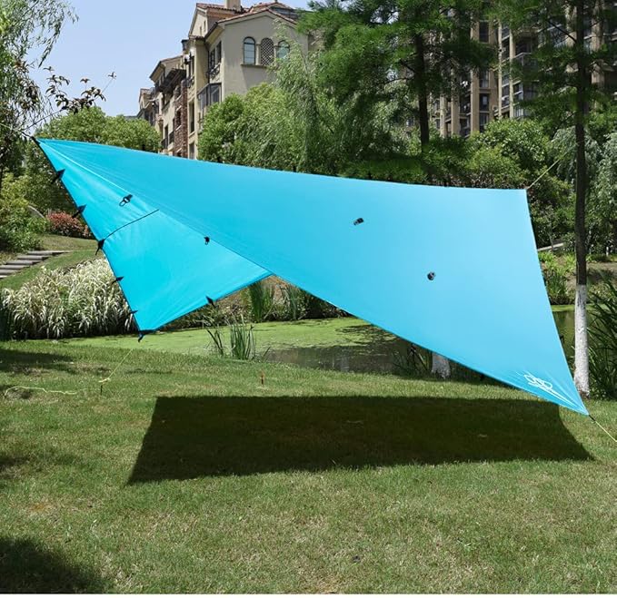 Gold Armour Rainfly Tarp Hammock Premium 14.7ft/12ft/10ft/8ft Rain Fly Cover Waterproof Ultralight Camping Shelter Canopy Survival Equipment Gear Camping Tent Accessories (Sky Blue 10ft x 10ft)