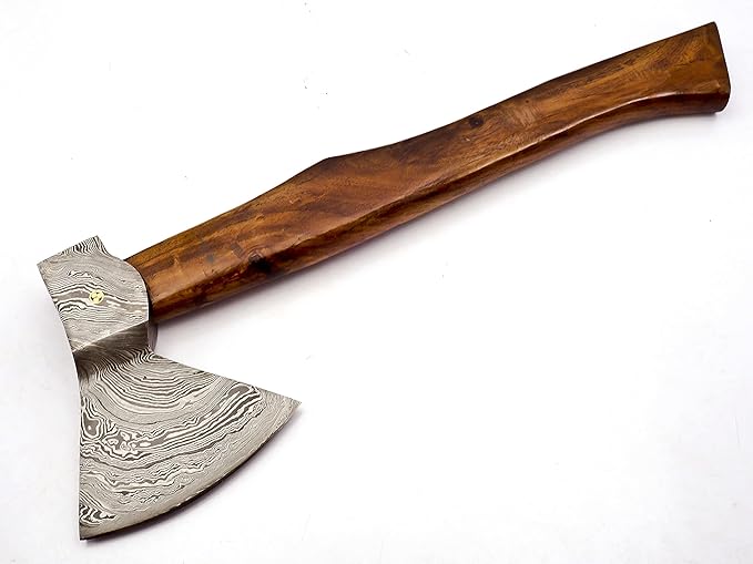Custom Handmade Damascus Steel Viking Axe with Gorgeous and Solid Wood Handle (Y-03)