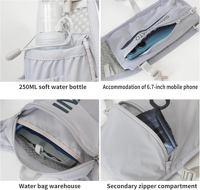 INOXTO Running Hydration Vest BackpackLightweight Insulated Pack with 1.5L Water Bladder Bag Daypack for Hiking Trail Running Cycling Race Marathon for Women Men