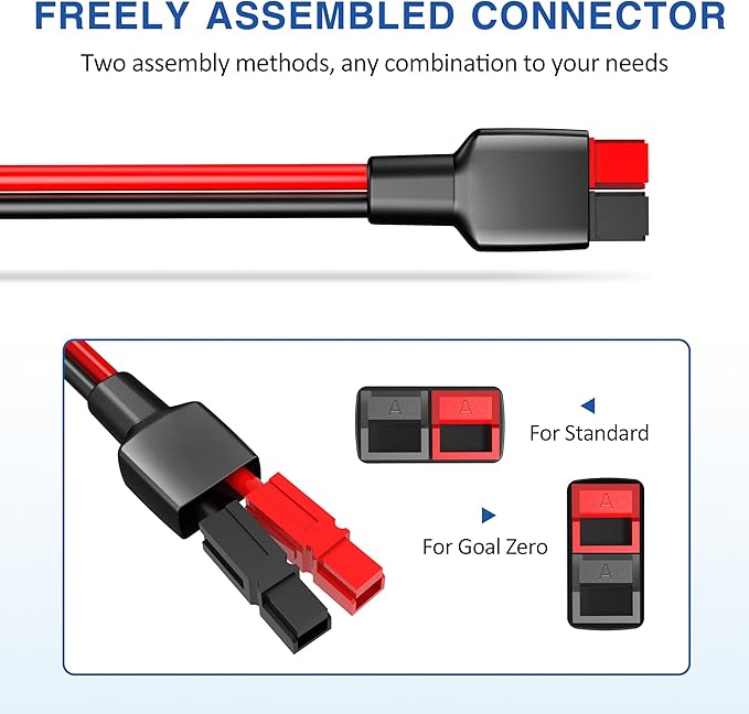 XT60 to Anderson Connector Cable(10AWG 20ft) Anderson to XT60 Female Adapter Injection Molded XT60 to Anderson with Flame Retardant Sleeve for RC BatterySolar PanelPortable Power Station