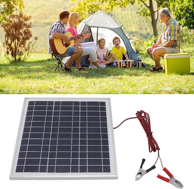 50W Solar Panel High Efficiency Monocrystalline Silicon Solar Panel with Battery Clips for Camping Hiking Outdoor Charging for RV Vehicle