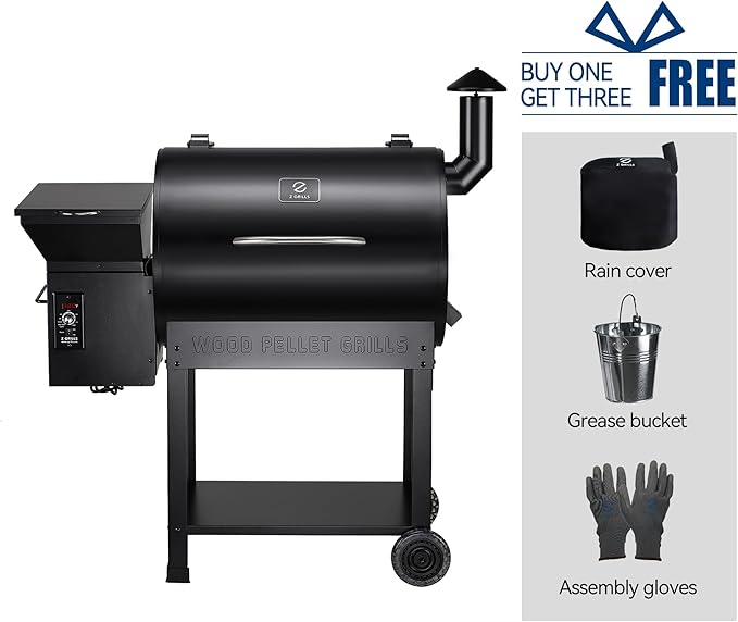 Z GRILLS Pellet Smoker Grill with PID Control Rain Cover 700 sq. in Cooking Area for Outdoor BBQ ZPG-7002B