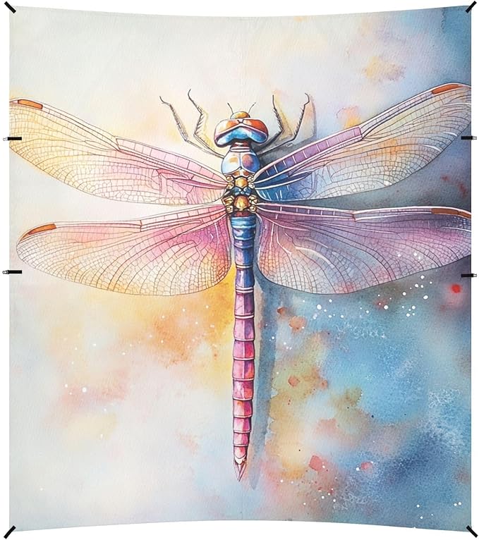 ALAZA Watercolor Dragonfly Colorful Beach Tent Sun Shelter Portable Canopy Sunshade for Outdoor Camping Picnics Backyard Fun 10x9 ft