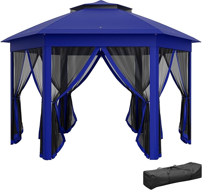 13'x13' Efficient Pop Up Canopy Tent Including 6 Zippered Mesh Screens All-Season Function Sun Protection Guaranteed Durable Build Easy Handling