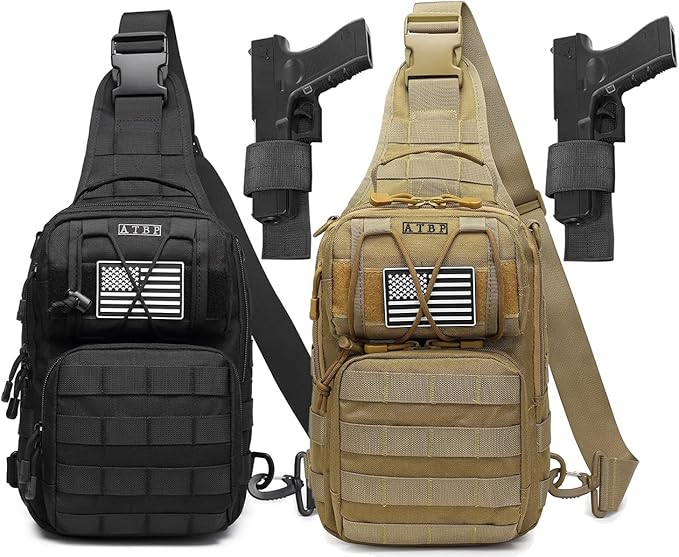 ATBP Tactical Sling Backpack Bag Pack for Men Military One Strap Shoulder Backpack Crossbody Bag With Holster 10 Liters
