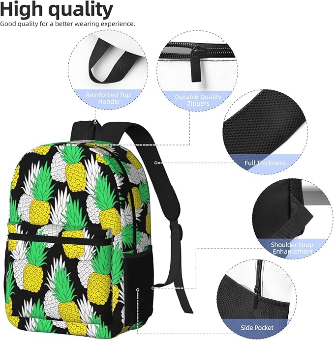 pineapple2 Backpack Multipurpose Shoulder Bag Capacity Gym Outdoor Hiking Travel Camping Gym Daypack 17in