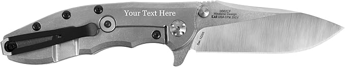 ZT Kershaw 3.5 Stonewashed Hinderer Slicer Knife - Carbon Fiber Handle - Custom Engraved