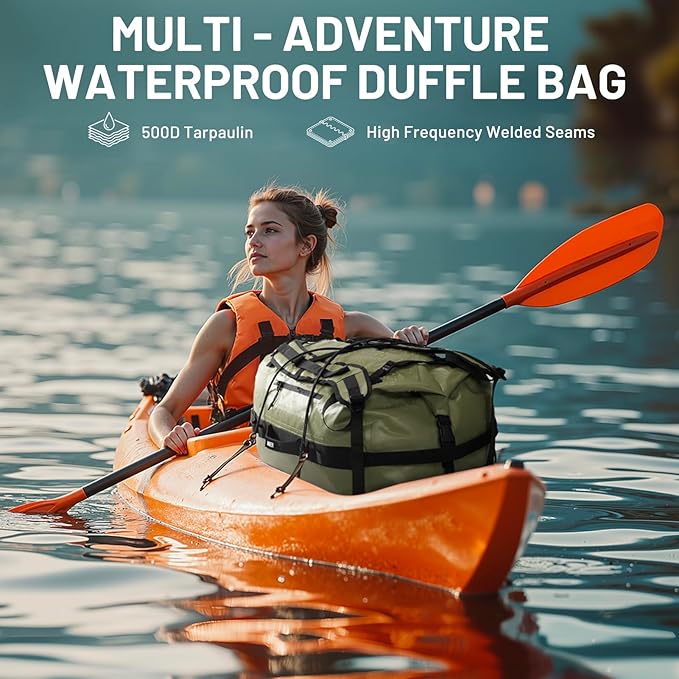 MIER Waterproof Duffel Bag Motorcycle Dry Bag Backpack Large Roll-Top Heavy Duty Dry Duffle Bags for Kayaking Camping Boating Gym Beach Cruise Ship 60L/80L
