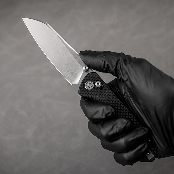 OLITANS G062 Folding Knife for EDC 14C28N Steel Blade Pocket knife Crossbar Lock Knife for Outdoor Survival Hunting and Camping 3.28oz（G10 Carbon Fiber+Satin）