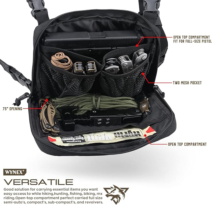 WYNEX Tactical Chest Rig Bag of Laser Cut Design Molle Chest Pouch Utility Recon Kit Bag Tactical Chest Pack Bag WYNEX Molle Tactical Pouches of Water Bottle Pouch Version Tactical Accessories