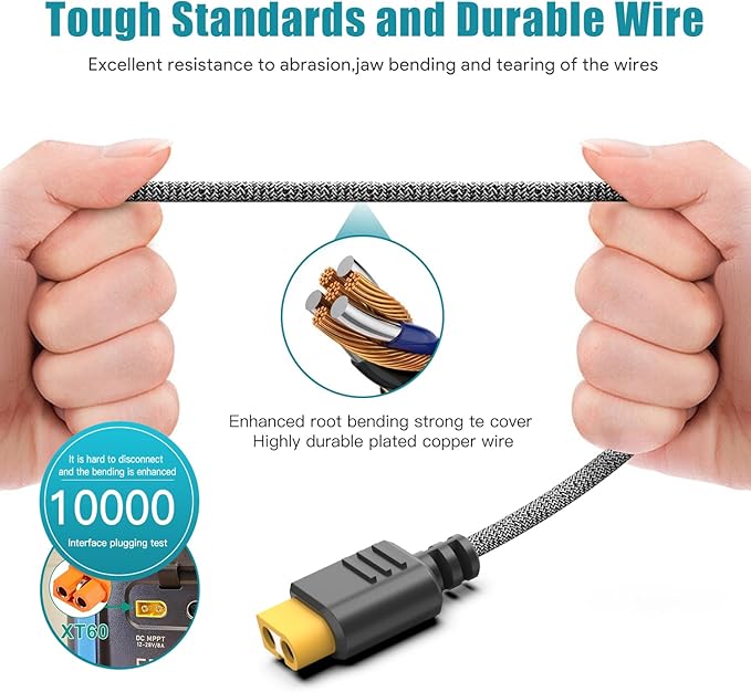 Solar Connector to XT60 Extension Cable 11Ft Power Solar Adapter for Anker Powerhouse ECOFLOW River 2 Pro Max River Solar Panel Charging Cable ALLPOWERS S2000 Portable Power Station &amp Solar Genera